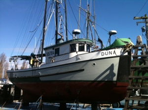 F/V Duna hauled out in the boatyard